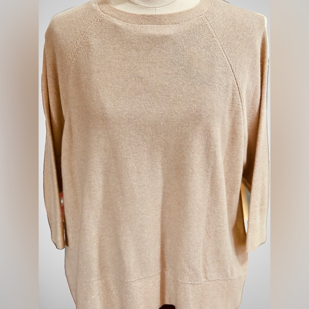 BRUNELLO CUCINELLI Nuetral Gold Metallic Cashmere Sweater M Excellent Condition